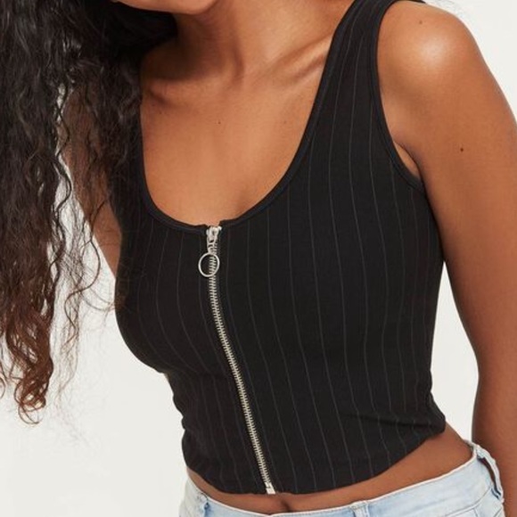 Cropped zipped tank top - Picture 1 of 2